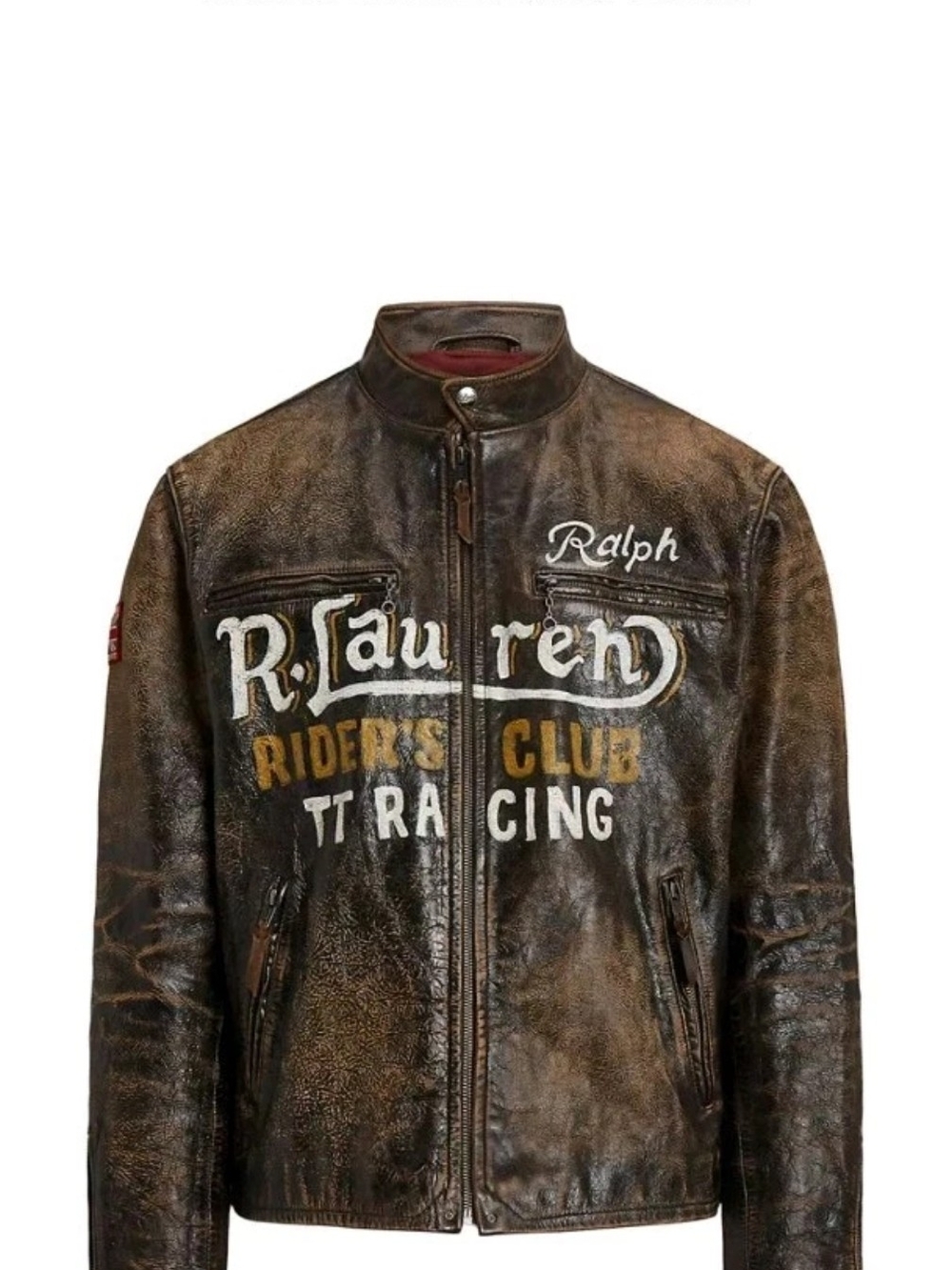Ralph Lauren Men's Brown Distressed Leather Rider Jacket